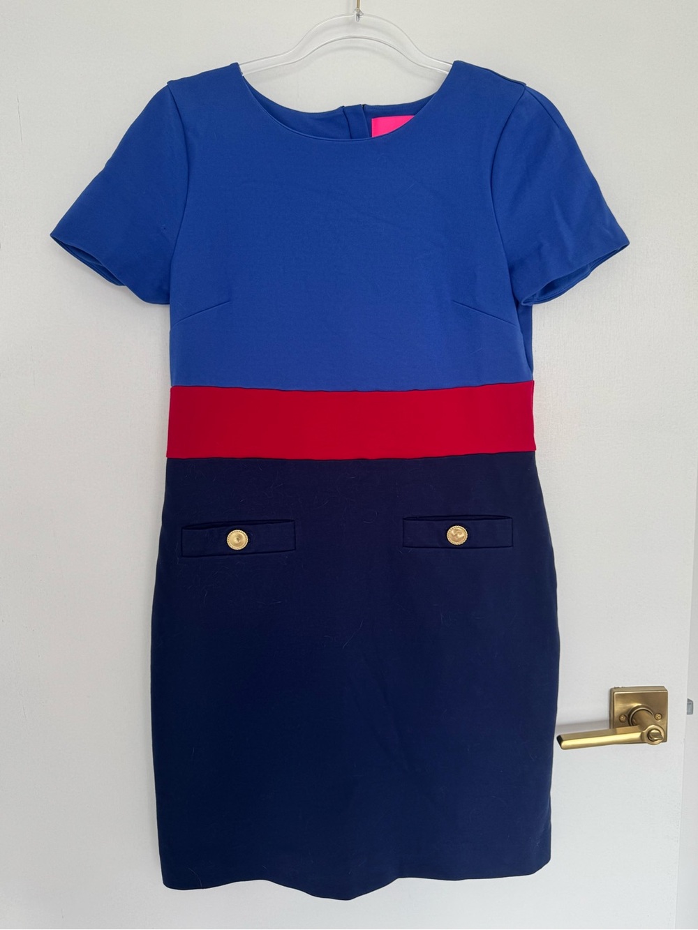Lilly Pulitzer Blue, Red & Navy Colorblock Short-Sleeve Sheath Dress